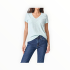 LILLA|P Short Sleeve Back Seam V-Neck - Seabreeze