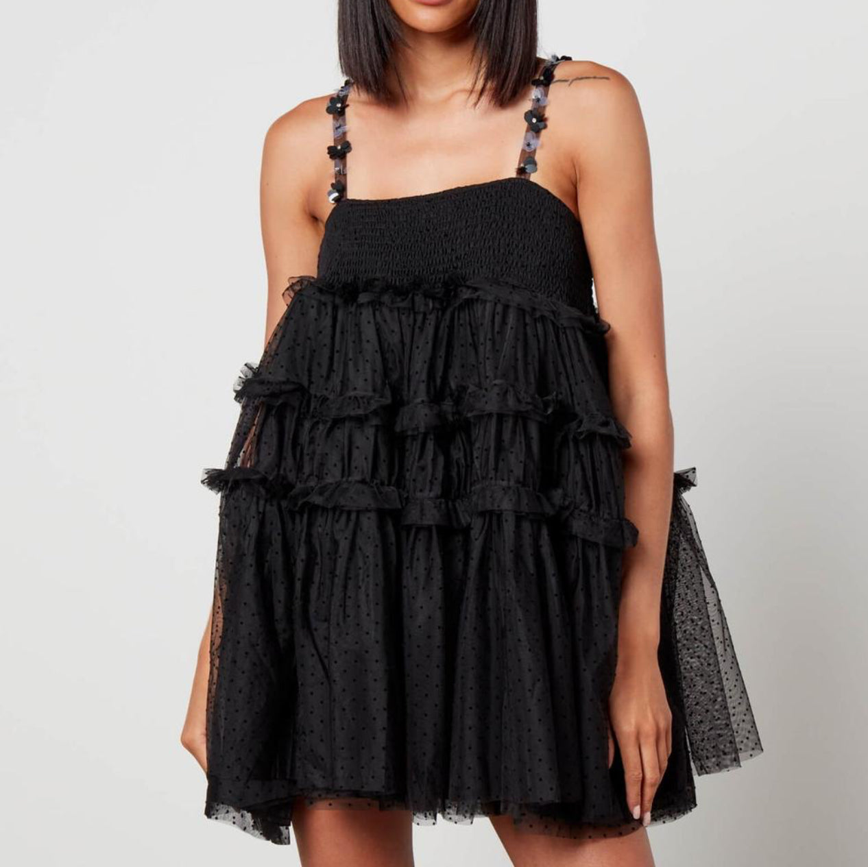 Sister Jane Sofie Spot Tulle Mini Dress - Black