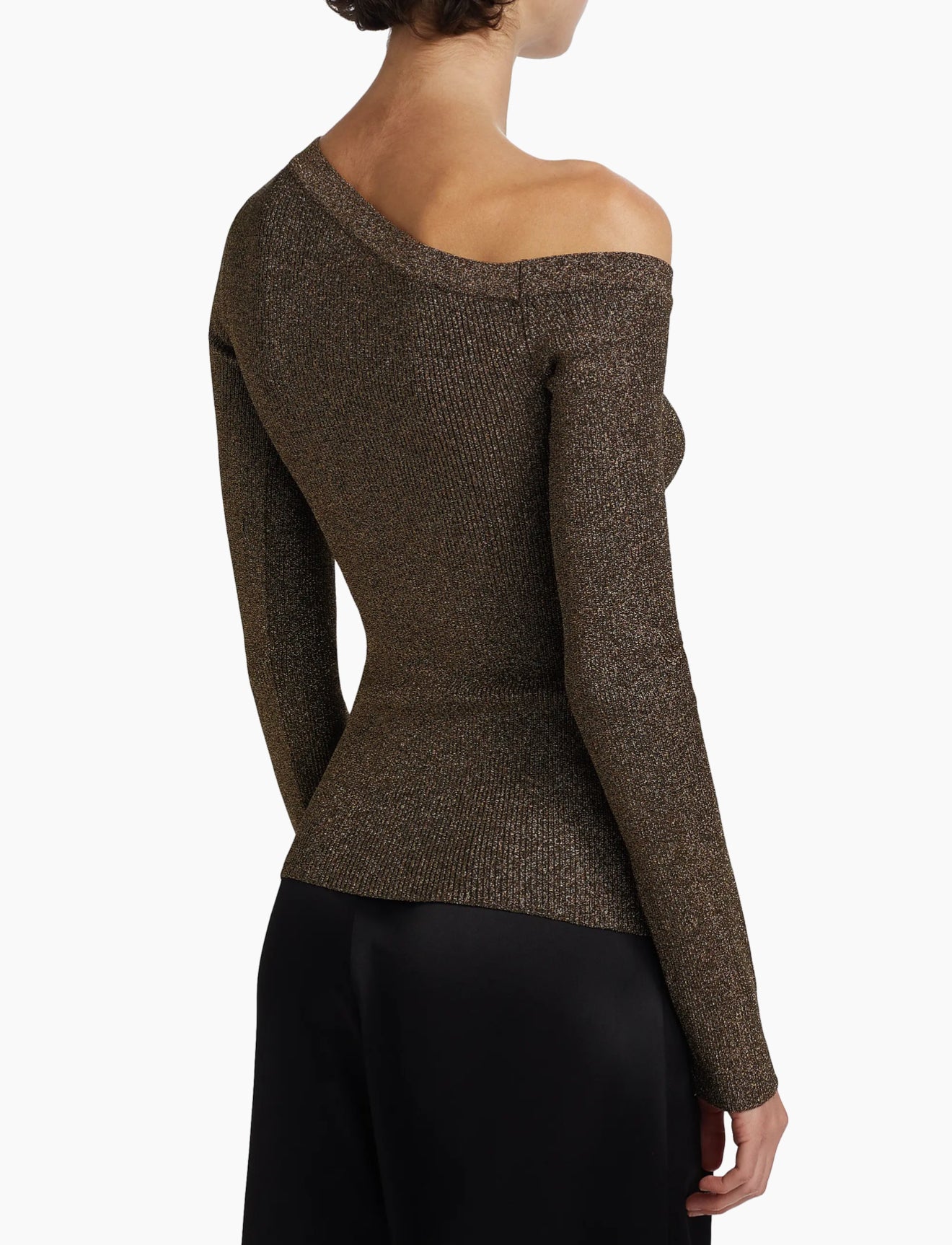 STAUD Craftsman One Shoulder Metallic Cardigan