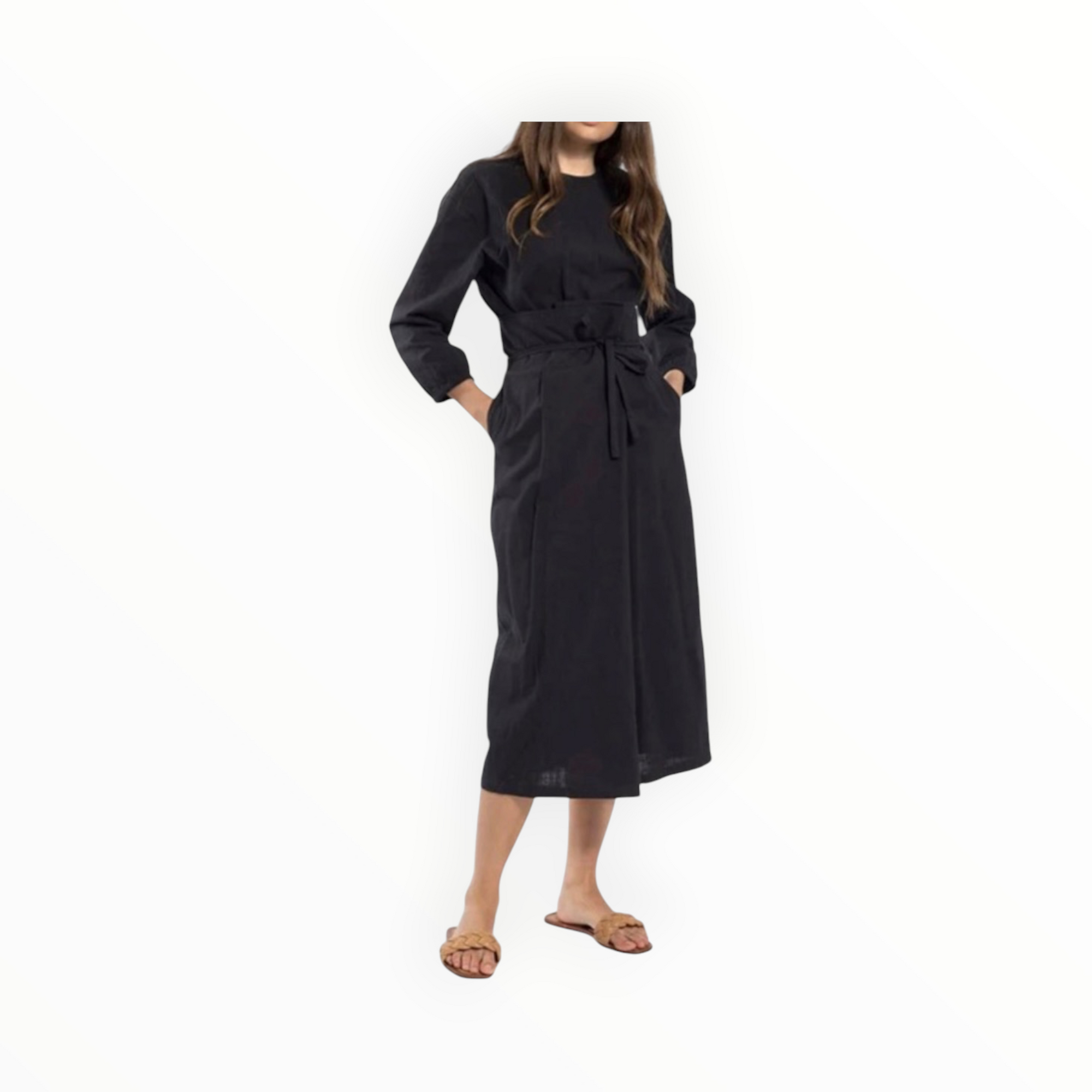 Monn Linen Wrap Skirt - Black