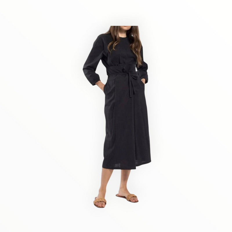 Monn Linen Wrap Skirt - Black
