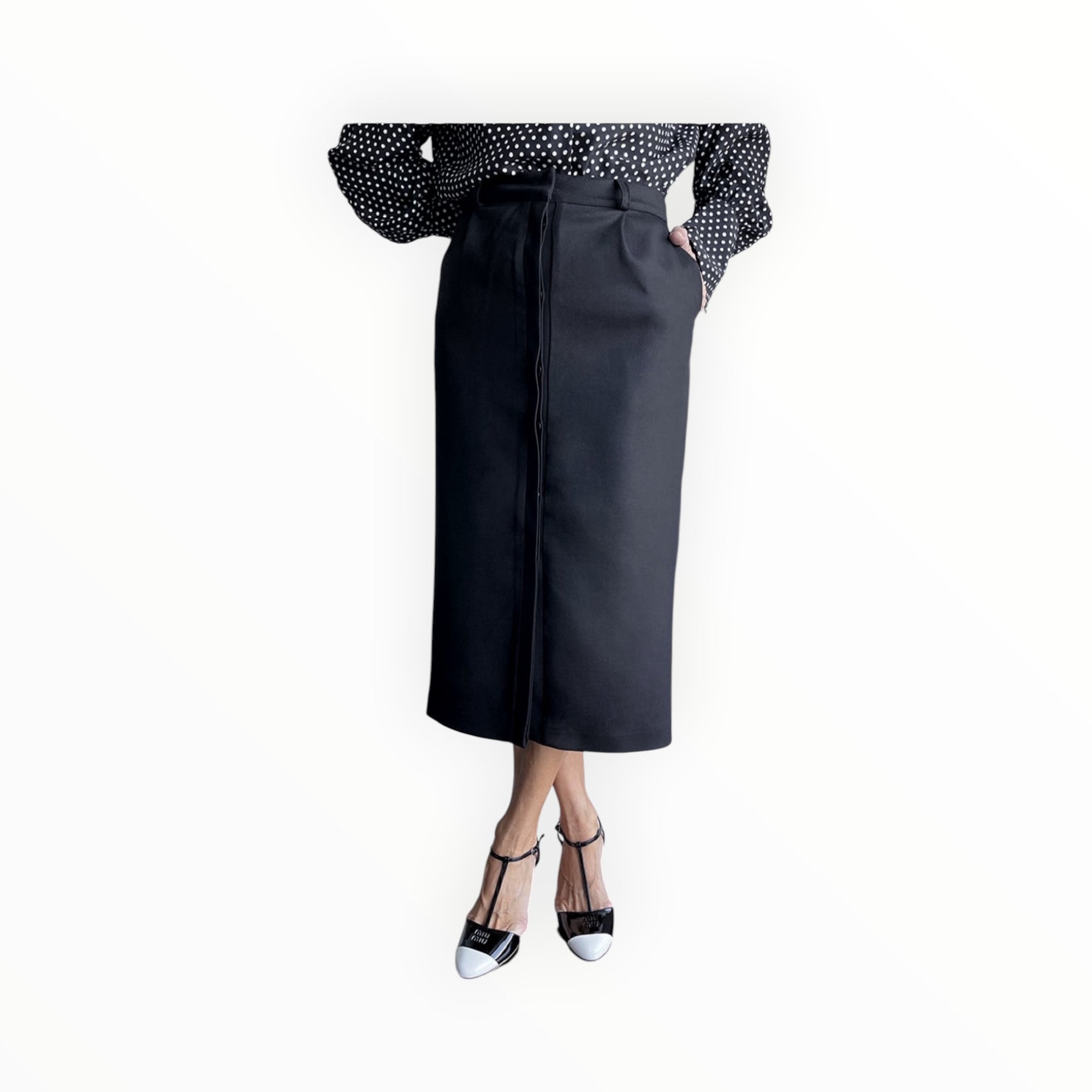 CRIDA Orio Pencil Wool Skirt - Black