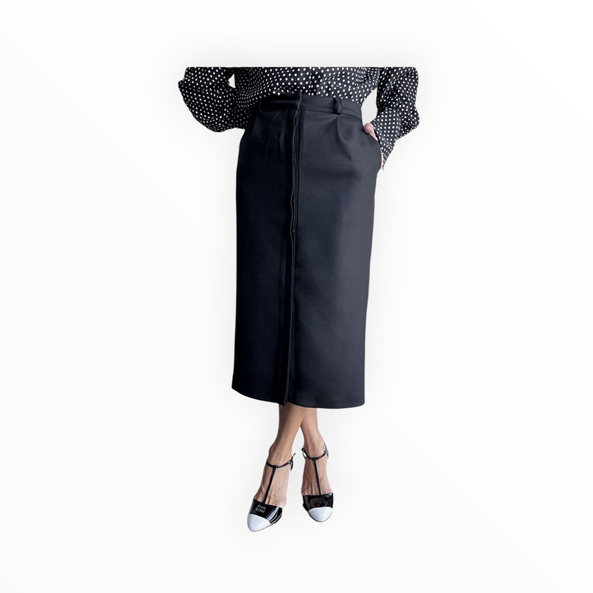 CRIDA Orio Pencil Wool Skirt - Black