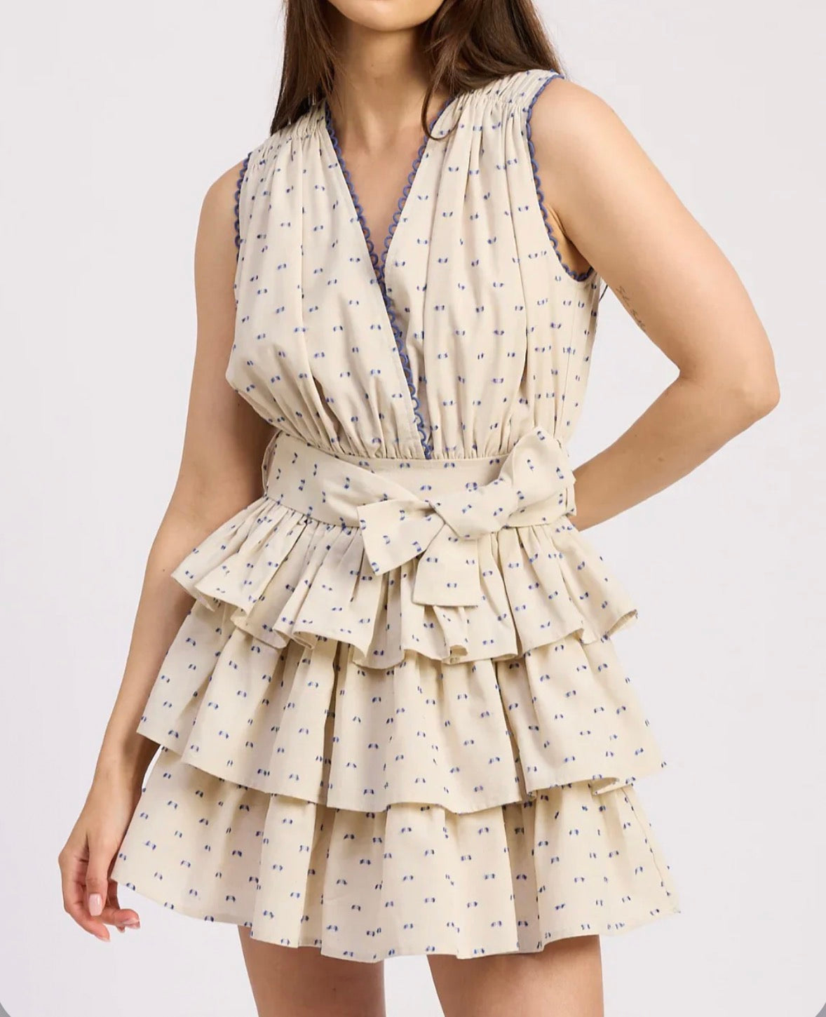 En Saison Donatella Mini Dress - Natural Cobalt