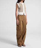 A.L.C. Margo Striped Knit Top - Parchment/Aged Bronze
