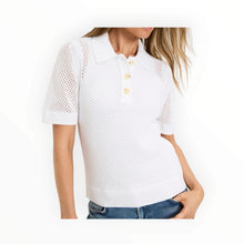 Michael Stars Perri Mesh Stitch Polo - White