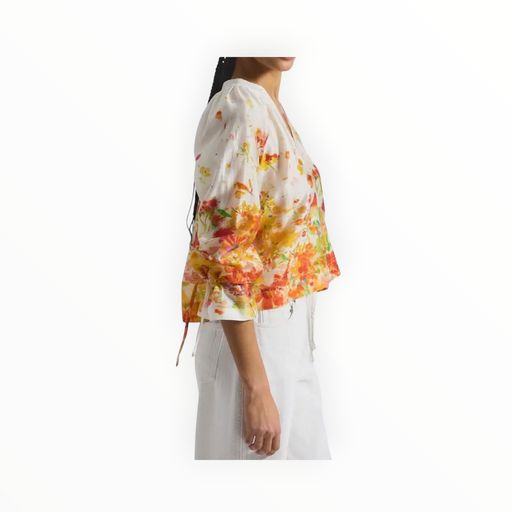 Derek Lam 10 Crosby Milon Blouse - White/Papaya