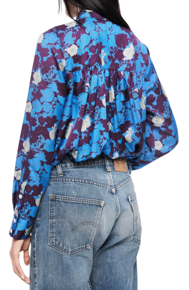 Smythe Classic Shirred Blouse - Lapis Floral