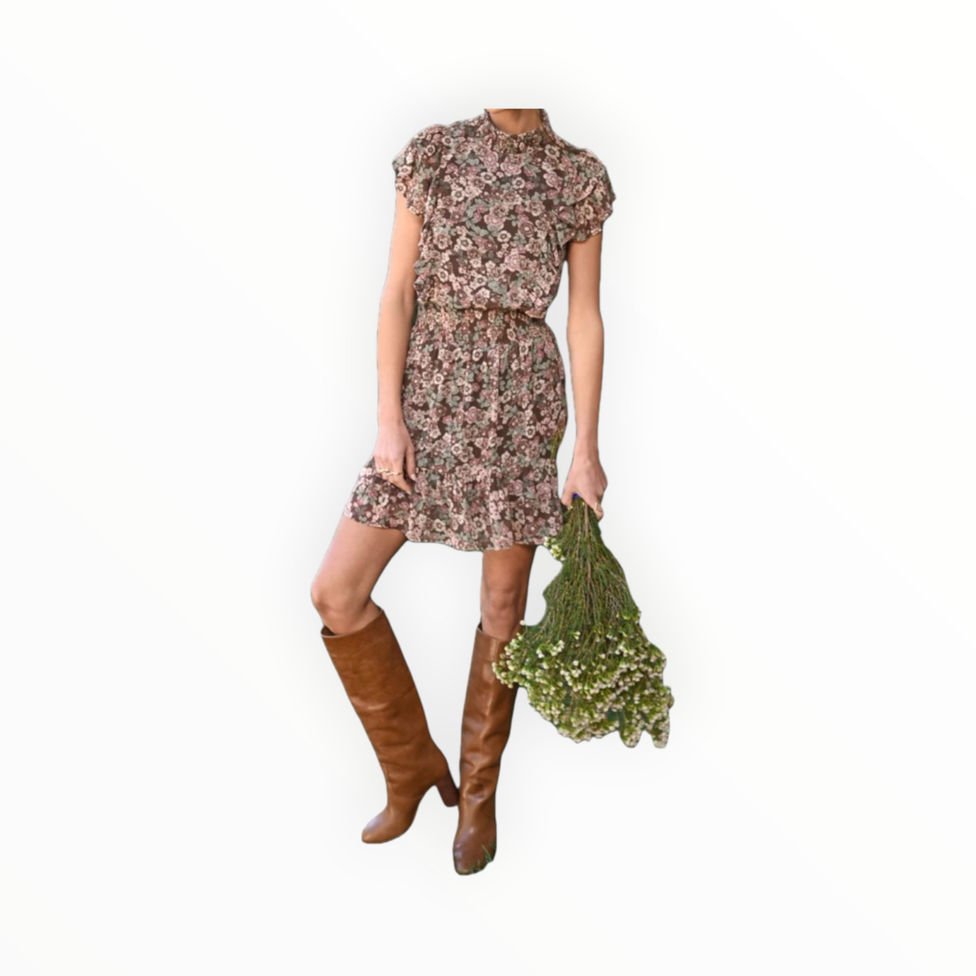 Greylin Sandi Smocked Ruffle Mini Dress - Mauve