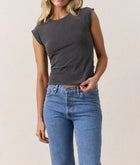 NSF Chloe Fitted Slub Jersey Muscle Tee - Faded Black