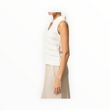 Central Park West Avery Pointelle Johnny Collar - Ivory