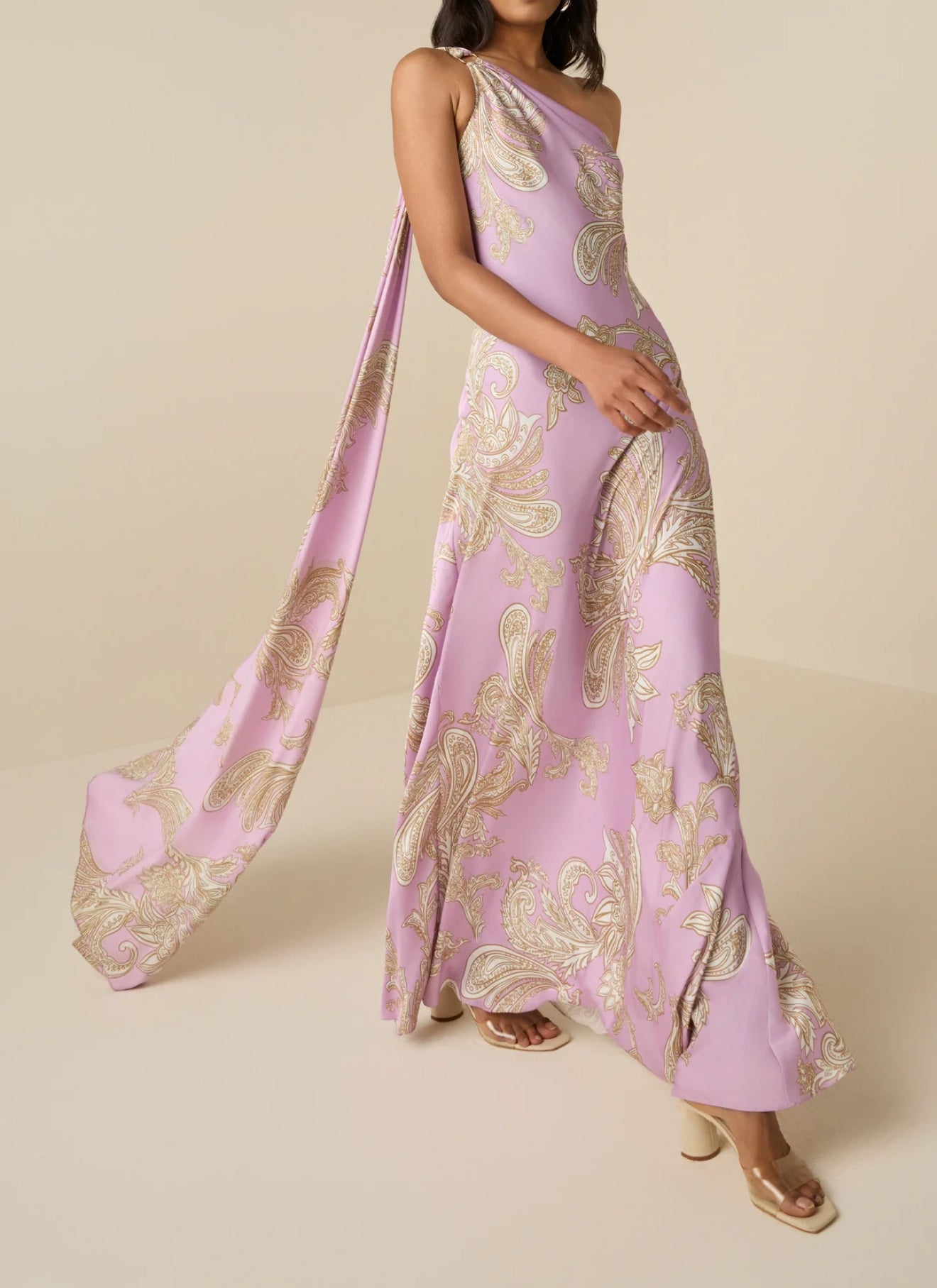 Hemant & Nandita  Jiah One Shoulder Long Dress - Lilac