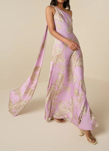 Hemant & Nandita  Jiah One Shoulder Long Dress - Lilac