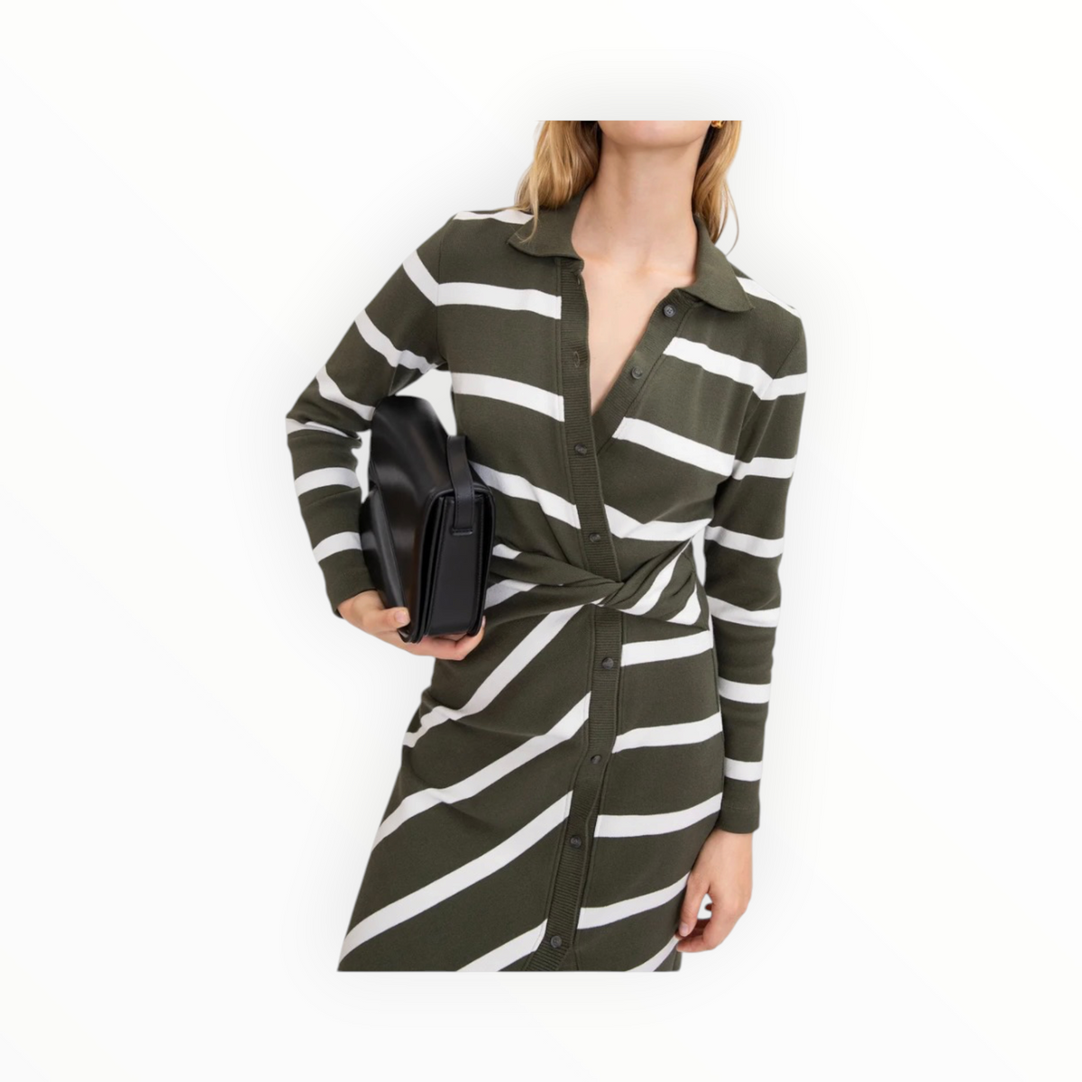 Tanya Taylor Ellicot Dress - Army/Chalk Stripe