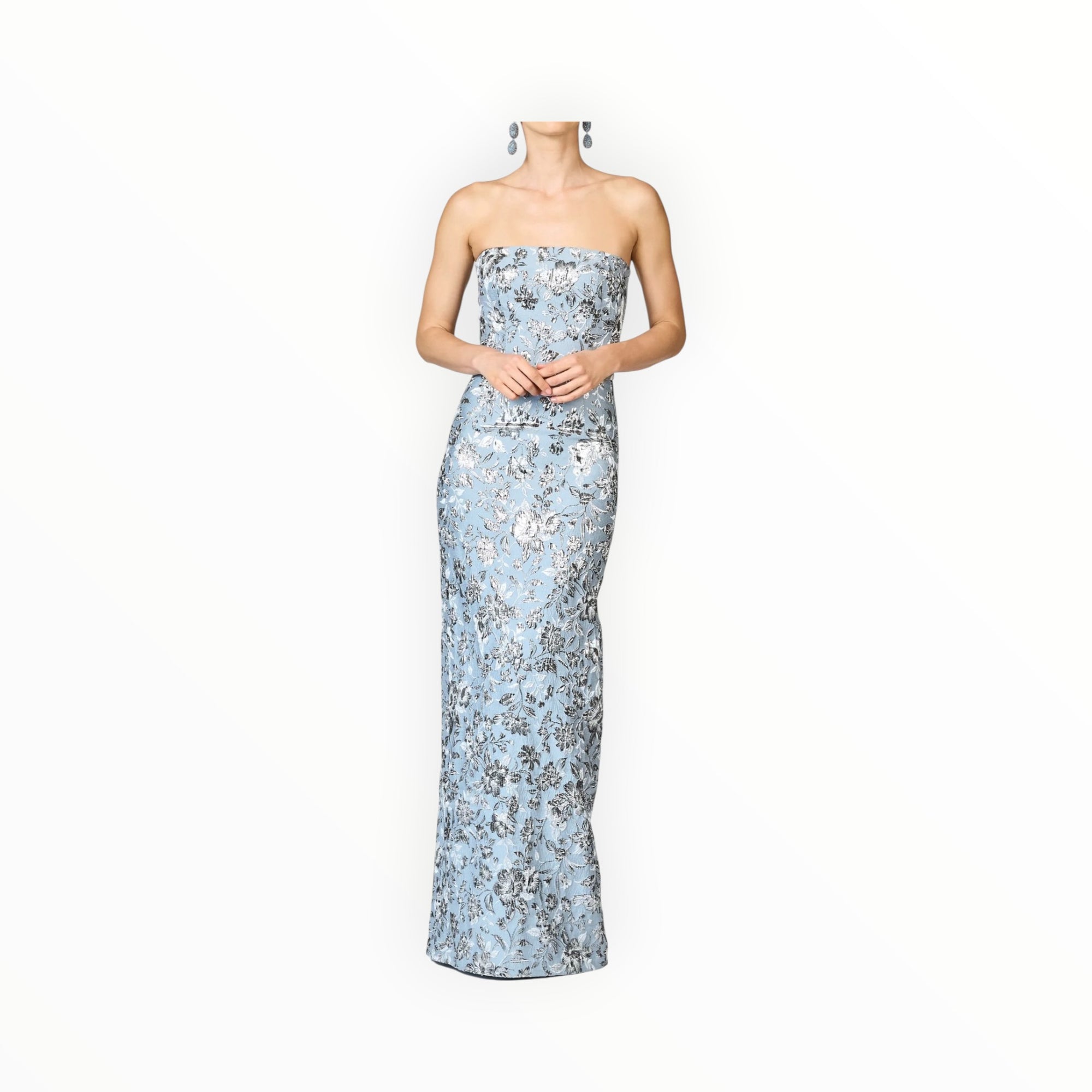 Sachin & Babi Metallic Cloque Sophia Gown - Pewter Gardens