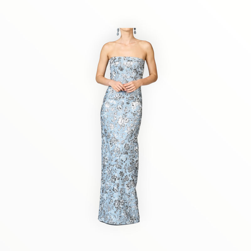 Sachin & Babi Metallic Cloque Sophia Gown - Pewter Gardens