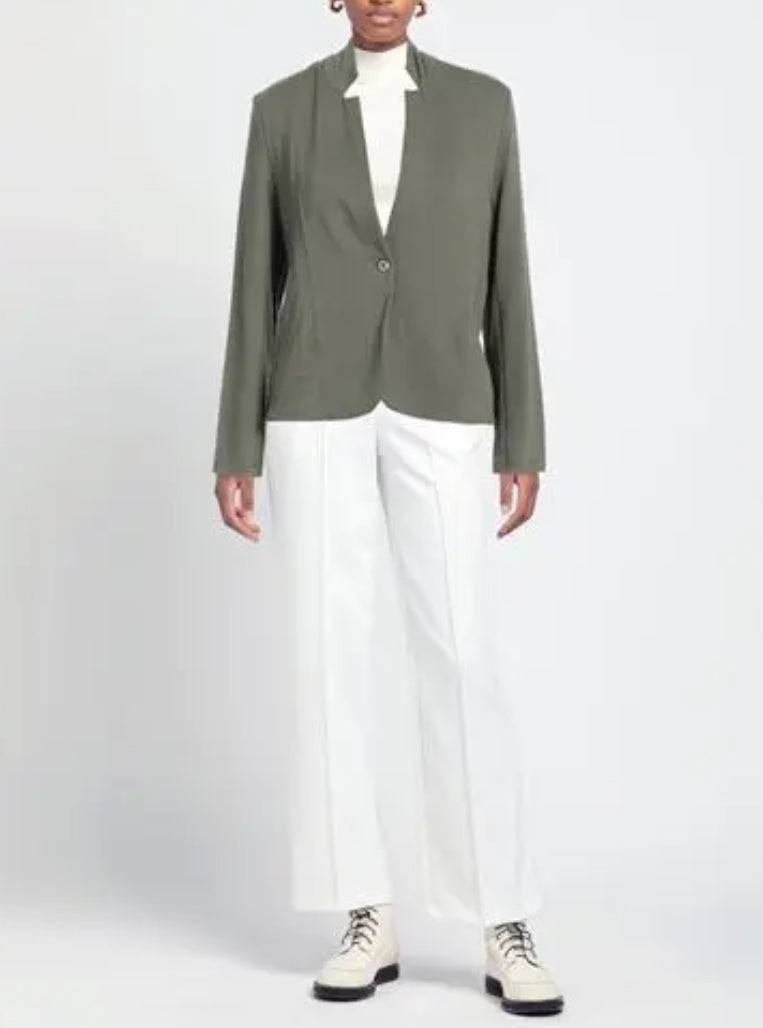 Majestic Filatures French Terry Brushed Fleece One-Button Blazer - Cuir