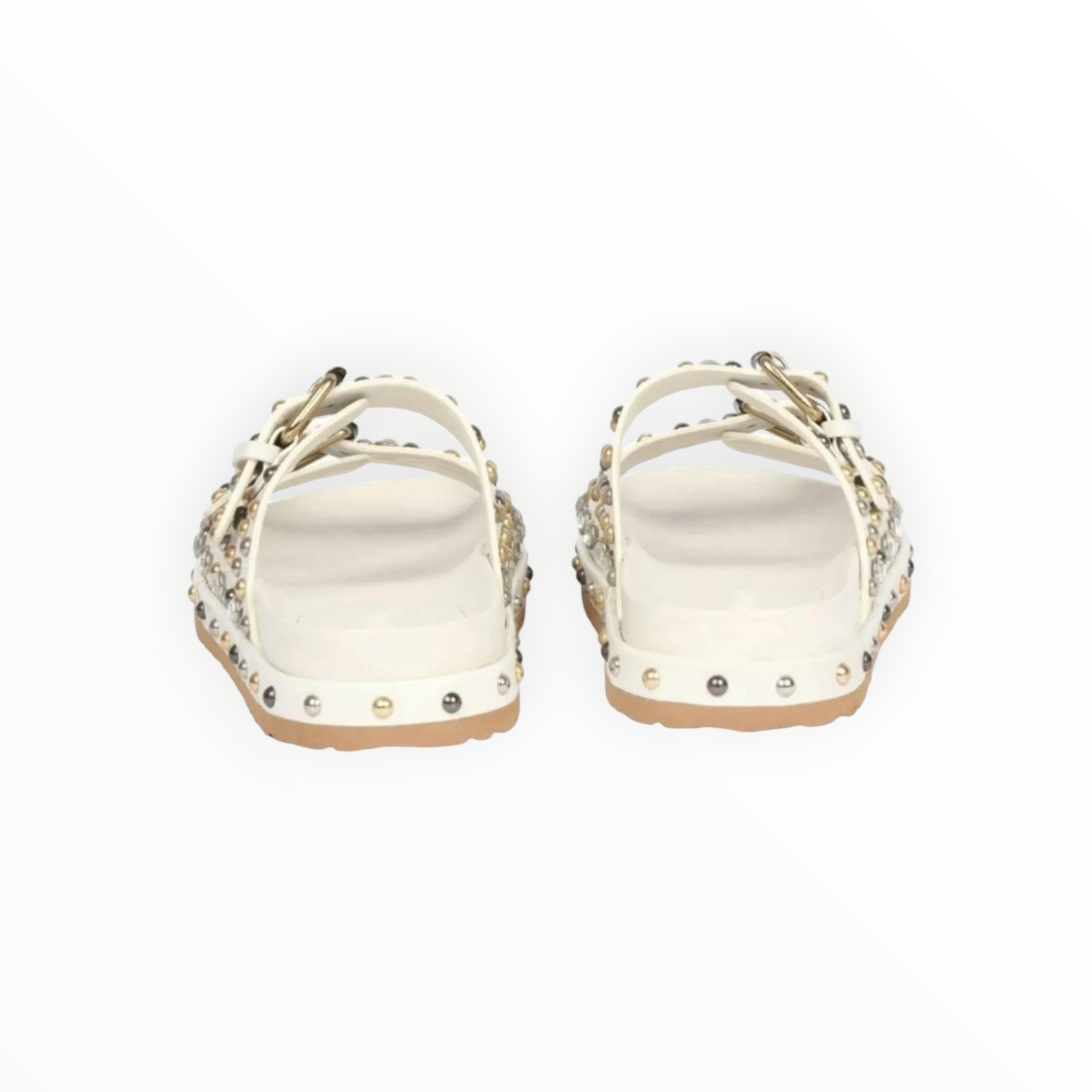 Saint G Emily Studded Double Buckle Sandal - White