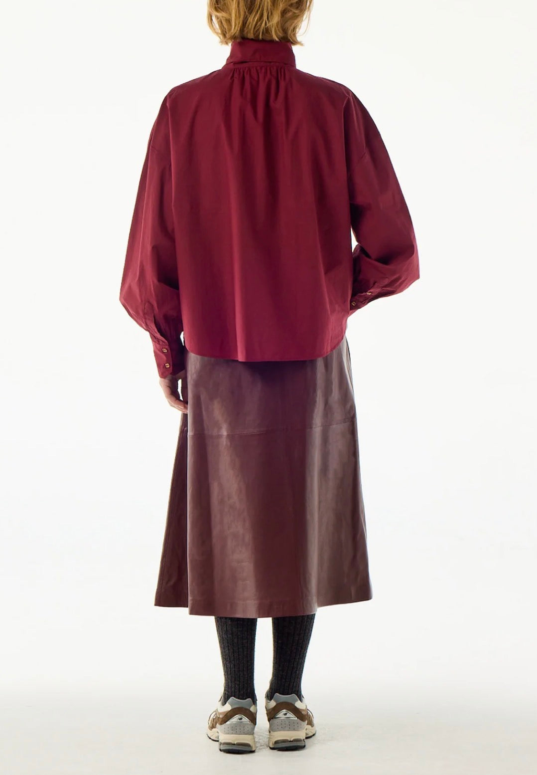 Bellepiece Claude Leather Skirt - Burgundy