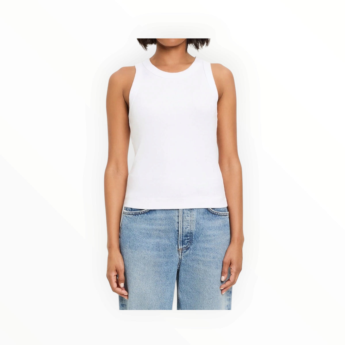 Michael Stars Gina Ribbed Crop Tank - White