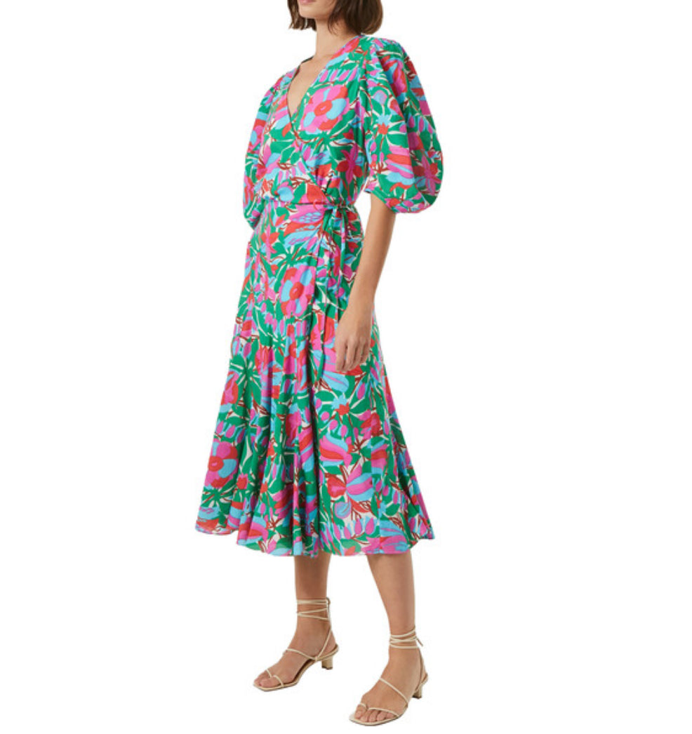 RHODE Fiona Wrap Dress - White Fleur Tropicale