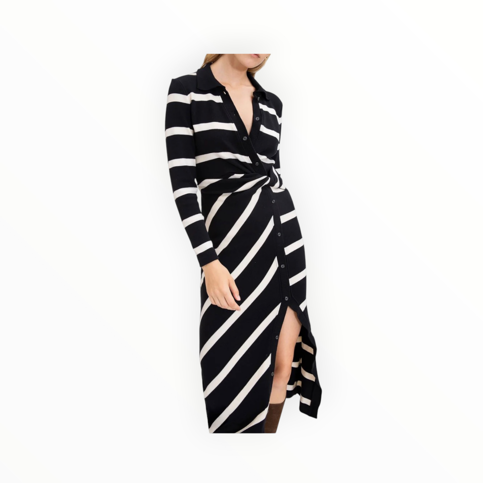 Tanya Taylor Ellicot Dress - Black/Chalk Stripe