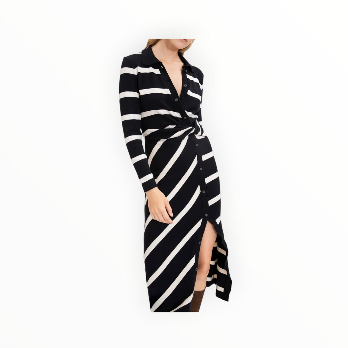Tanya Taylor Ellicot Dress - Black/Chalk Stripe