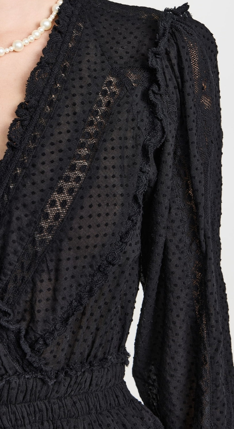 LoveShackFancy Milena Dress - Black