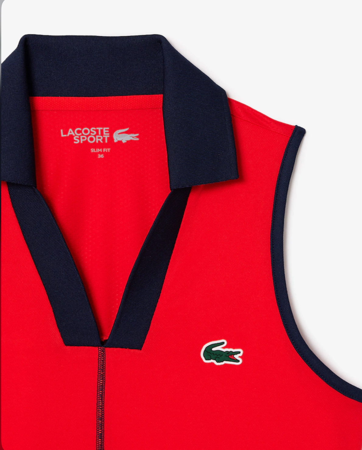 Lacoste Slim Fit Ultra Dry Sleeveless Tennis Polo - Red