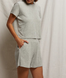 perfectwhitetee Emily Loop Terry Sweatshort - Heather Grey