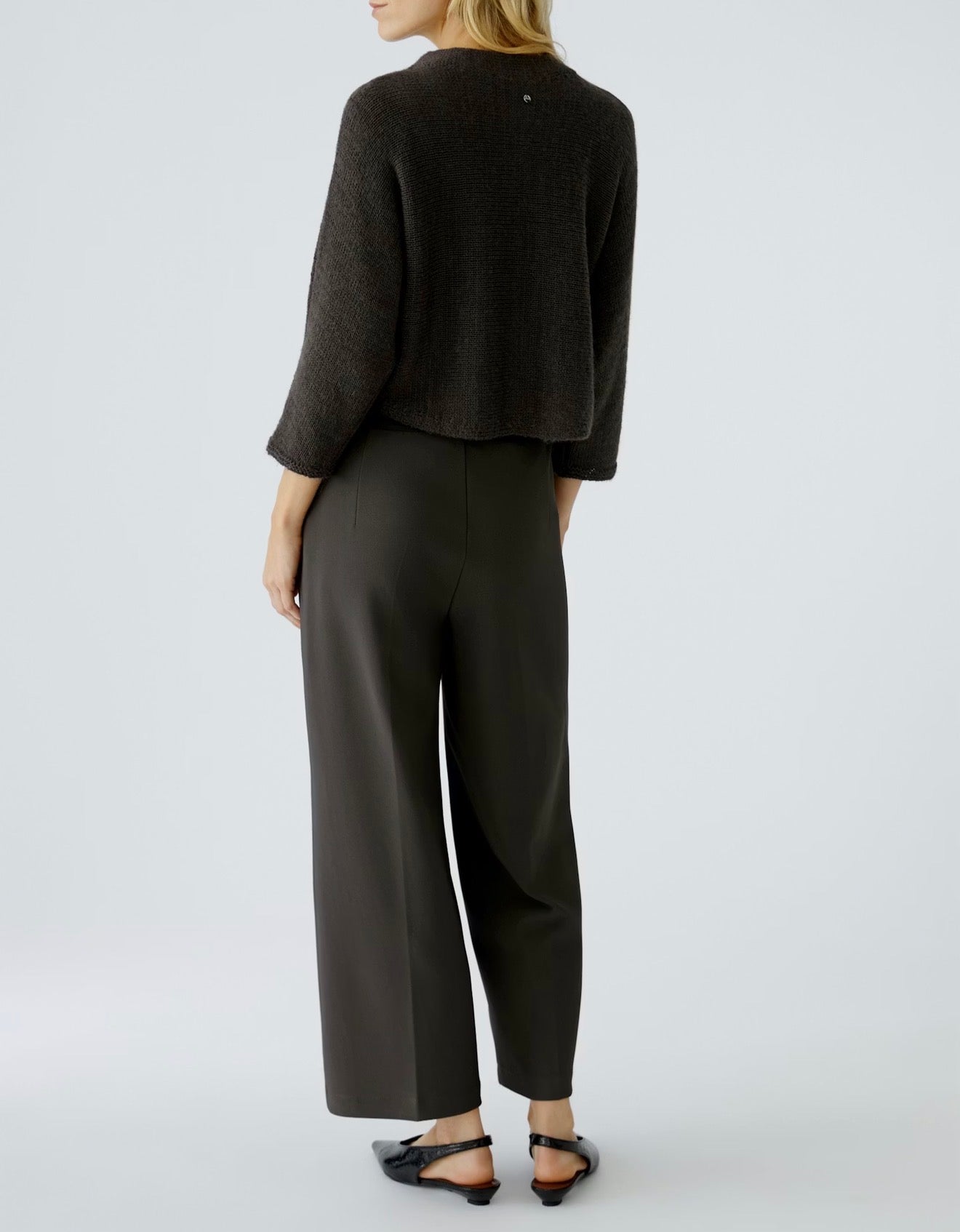 Oui Wide Leg Pull On Pants - Espresso
