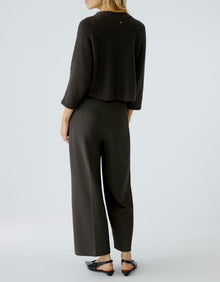 Oui Wide Leg Pull On Pants - Espresso