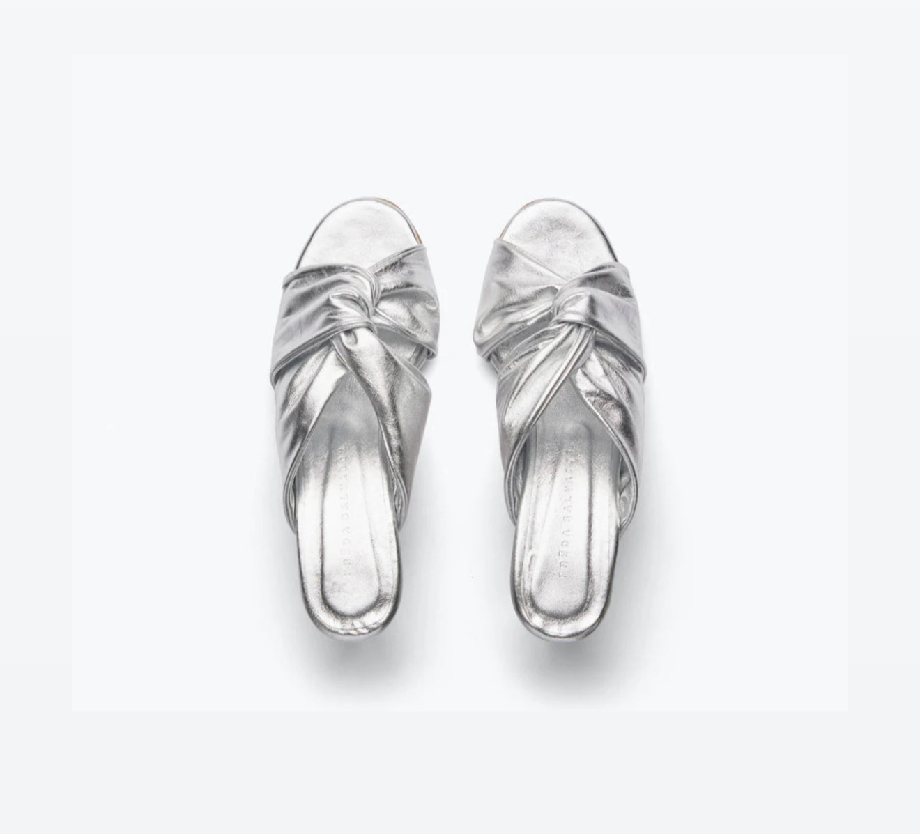 Frēda Salvador Valentina Ruched Mid-Heel Sandal - Silver Calf