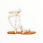 Alameda Turquesa Luz Beaded Sandals - Gold Leather