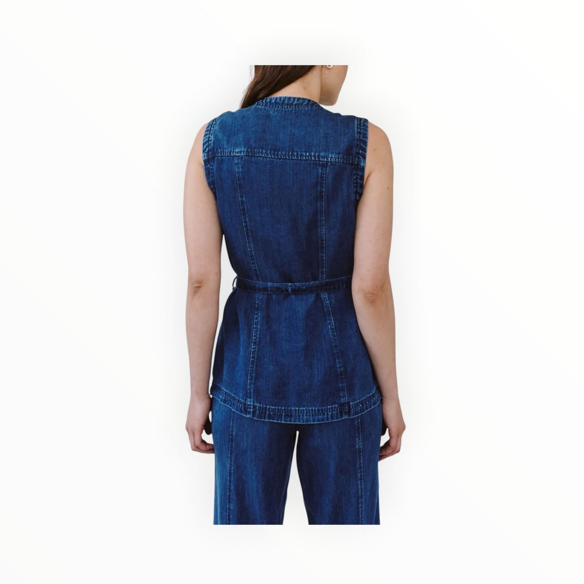 Bella Dahl Seamed Belted Vest - Horizon Blue