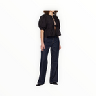 GANNI Cotton Poplin Peplum Tie Blouse - Black