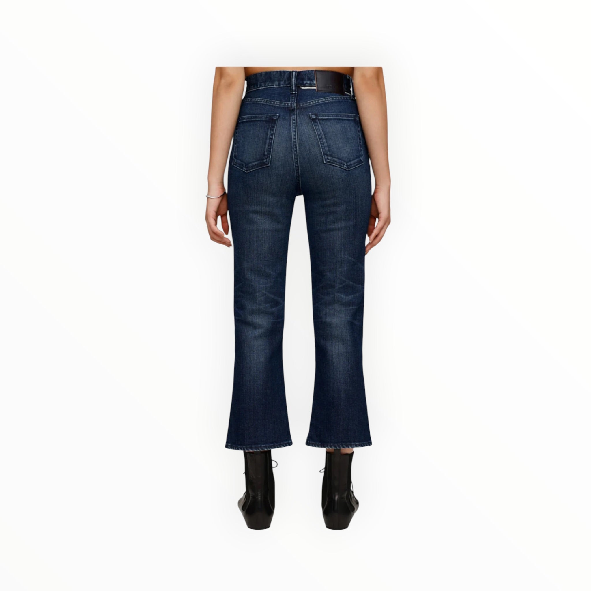 Moussy Vintage Emma Cropped Flare Jeans - Dark Blue