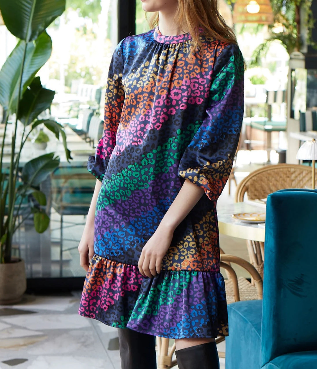 Vilagallo Lina Dress - Leopard Multi