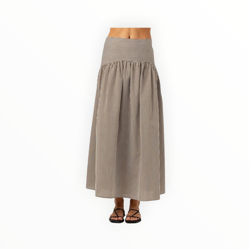 sundays Celeste Skirt-Umber Lurex Stripe