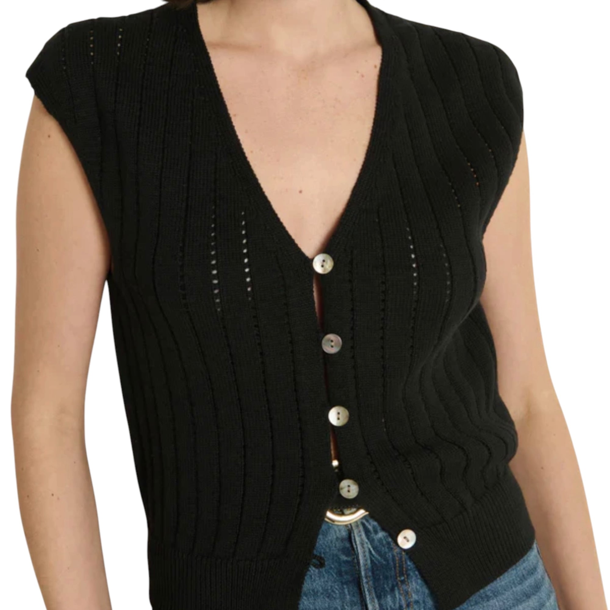 Nation Ltd Morganna Sweater Vest - Jet Black