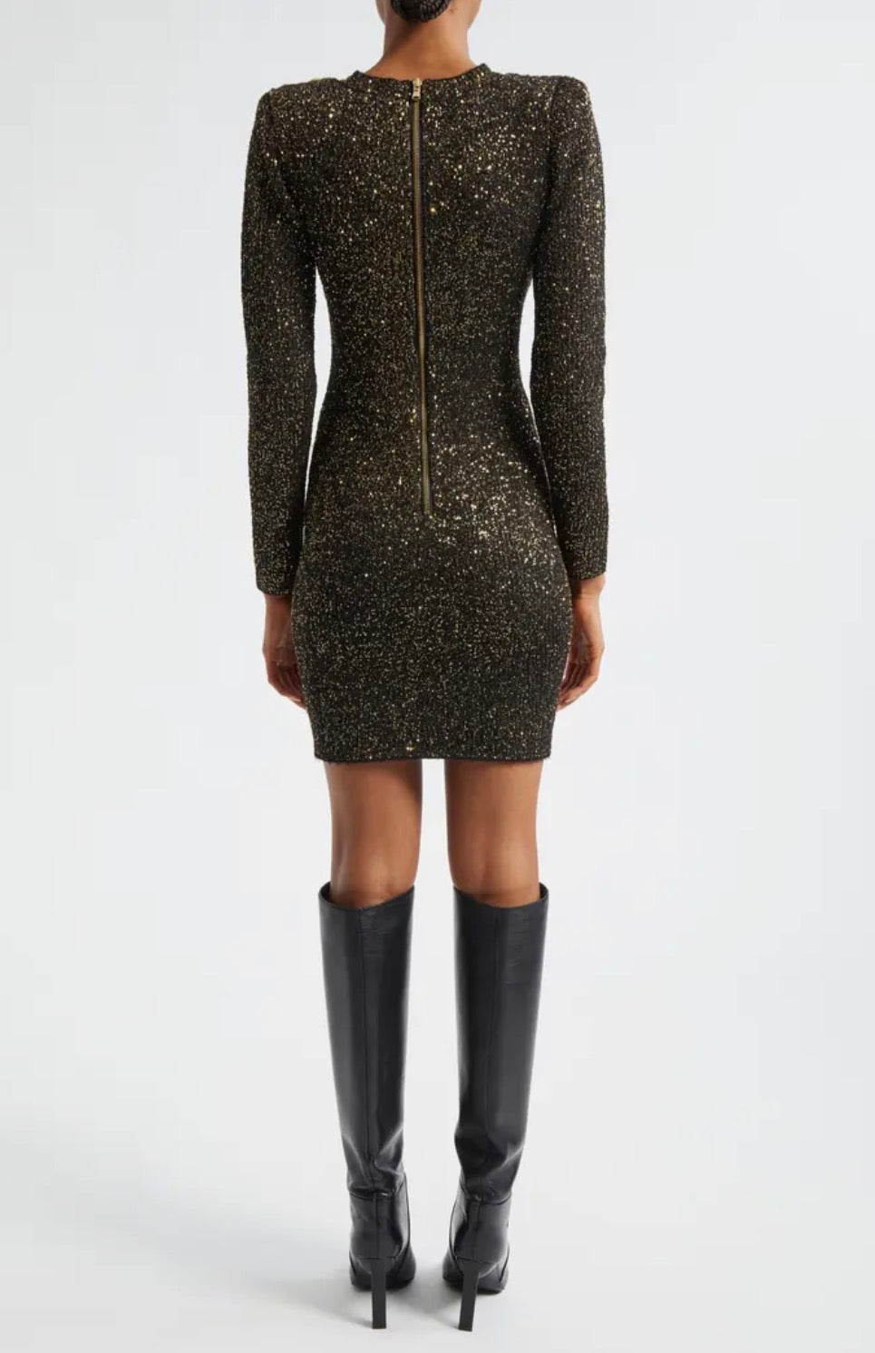 L'Agence Cherry Sequin Mini Dress - Black/Gold