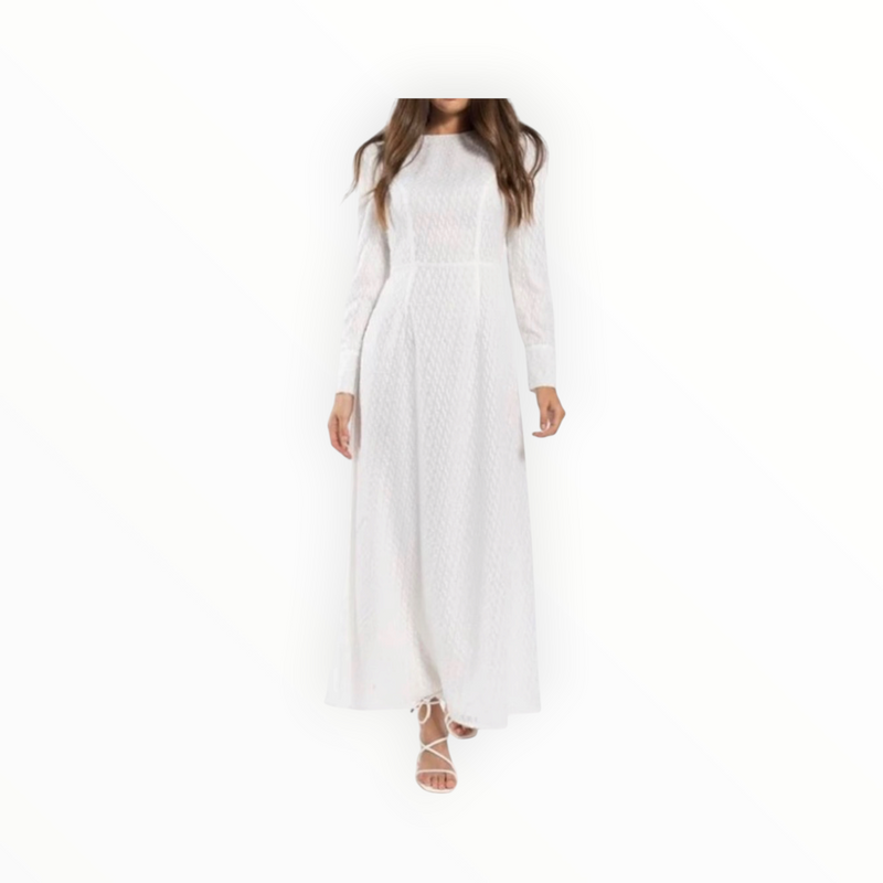 Soie Zig Zag Texture Maxi Dress - White