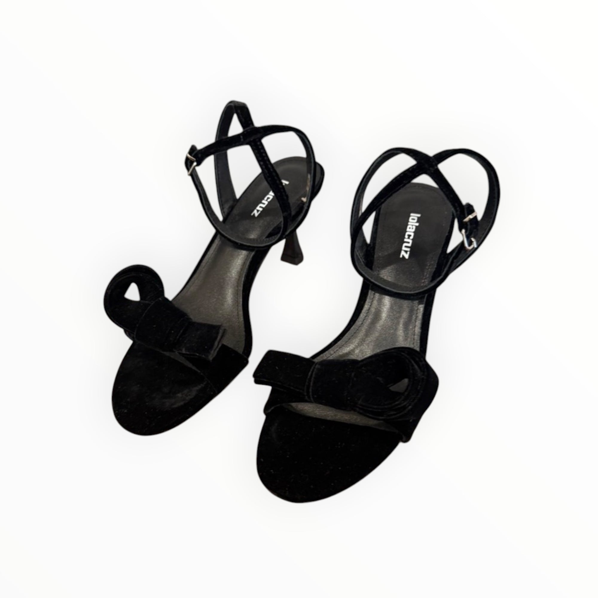 Lola Cruz Cynthia Velvet Heels 65 With Bow - Black