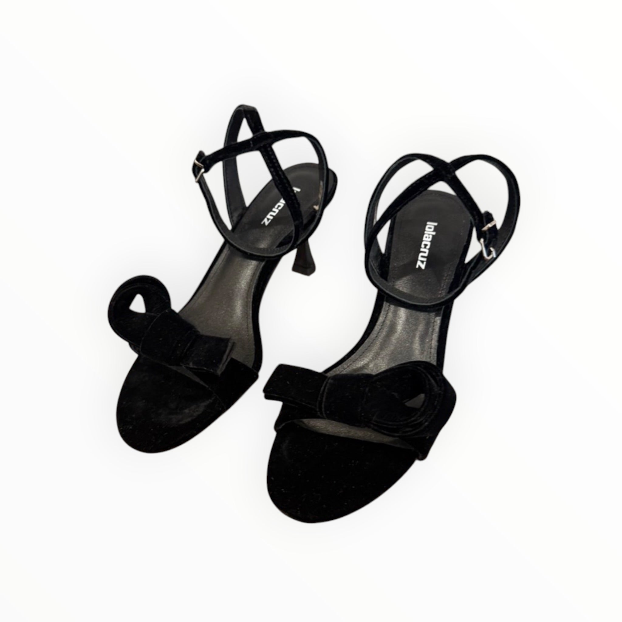 Lola Cruz Cynthia Velvet Heels 65 With Bow - Black