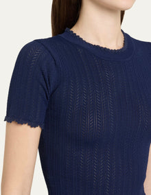 Sea New York Abbie Short Sleeve Knit Sweater - Navy