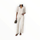 LE JEAN Column Eyelet Jean - White