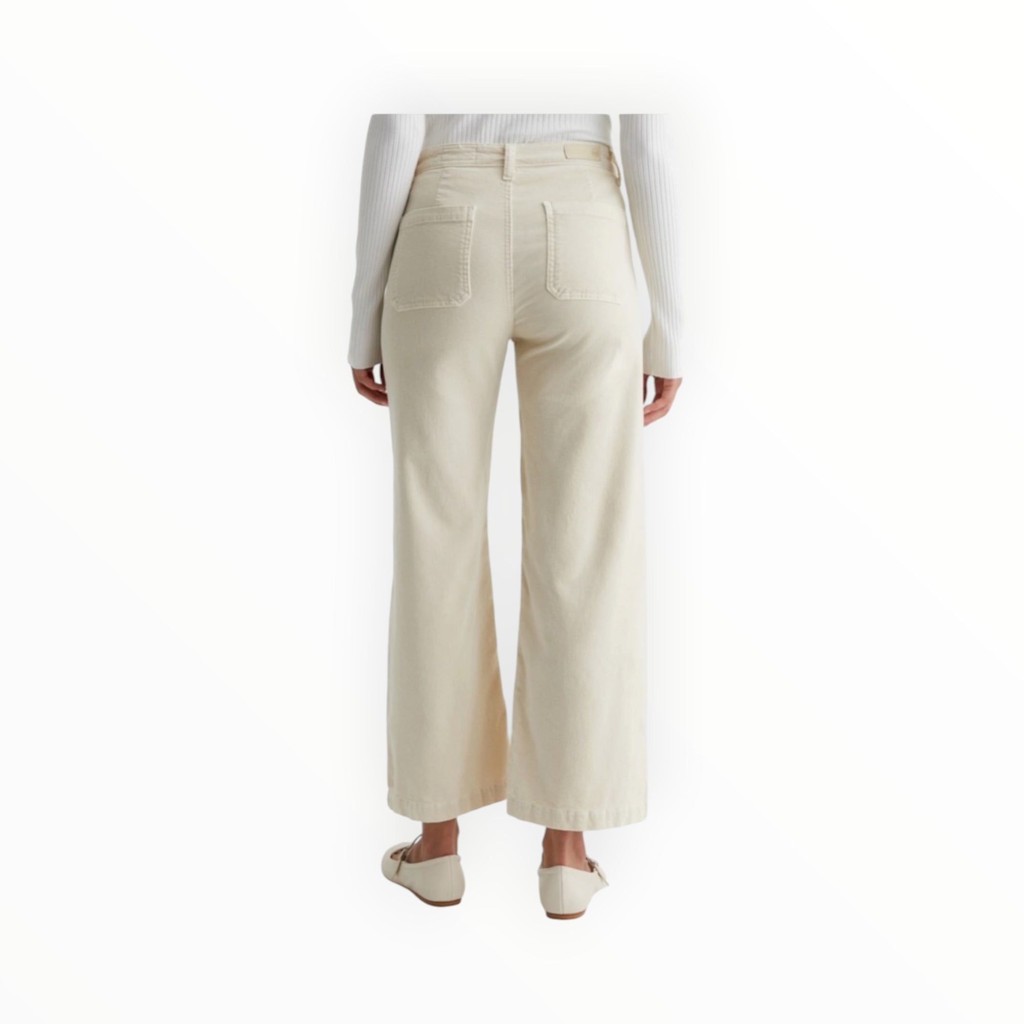 AG Jeans Kassie Corduroy High Rise Wide Leg Crop- Sulfur Cream Froth
