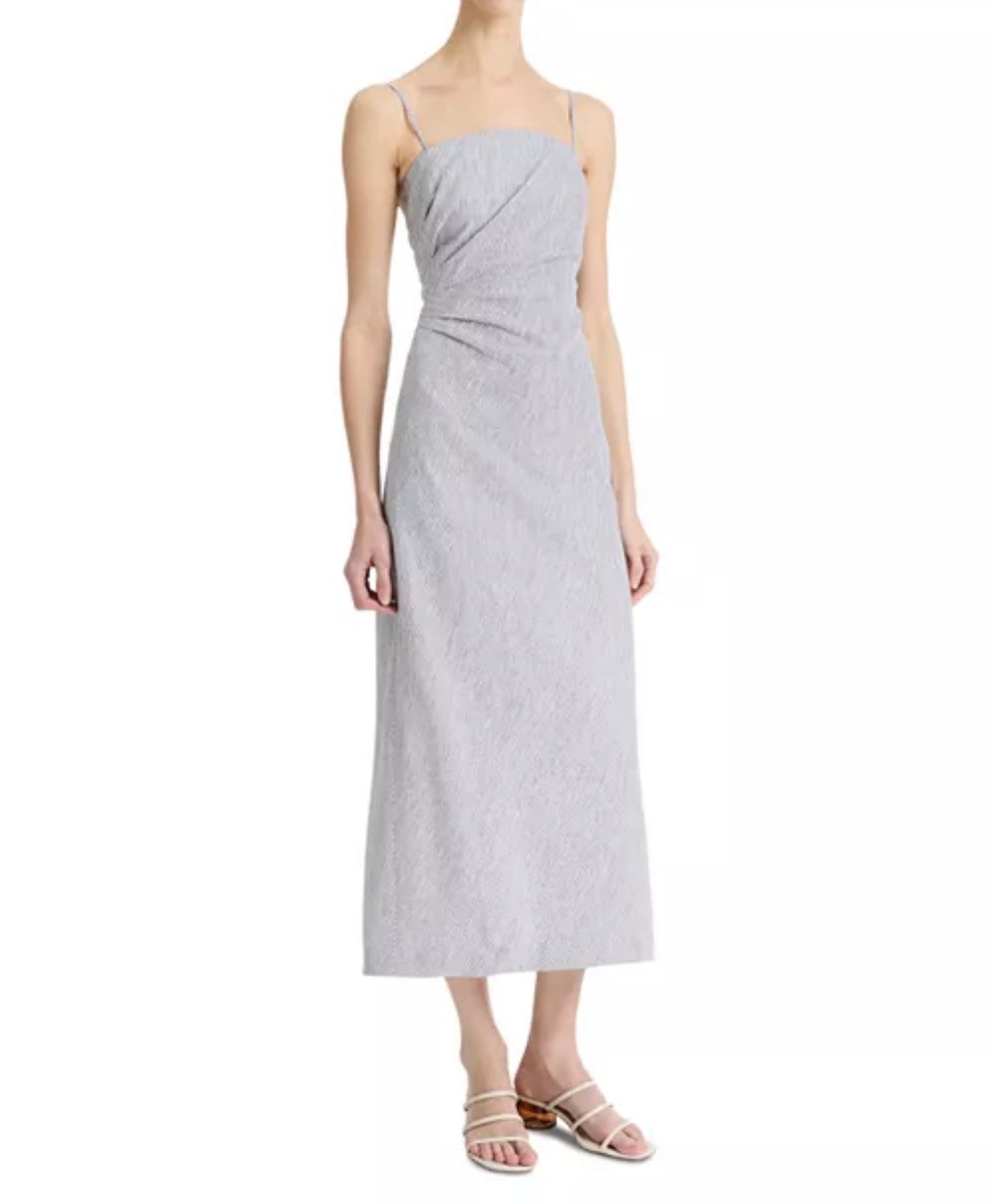 Vince Ticking Striped Draped Dress - Iris