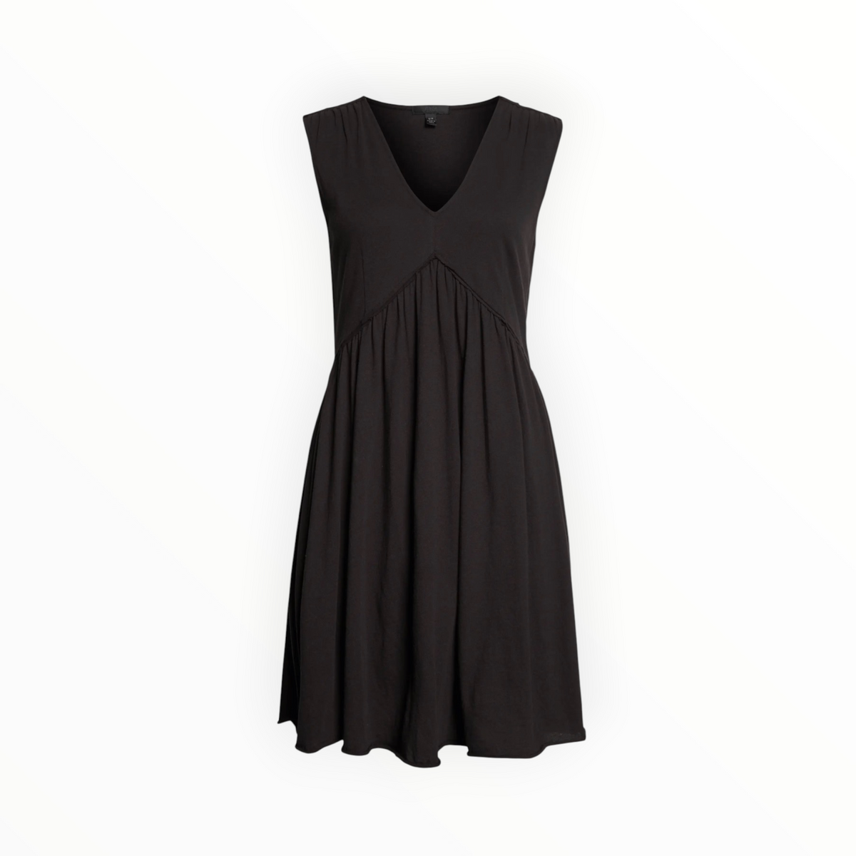 ATM Stripe V-Neck Sleeveless Minidress - Black