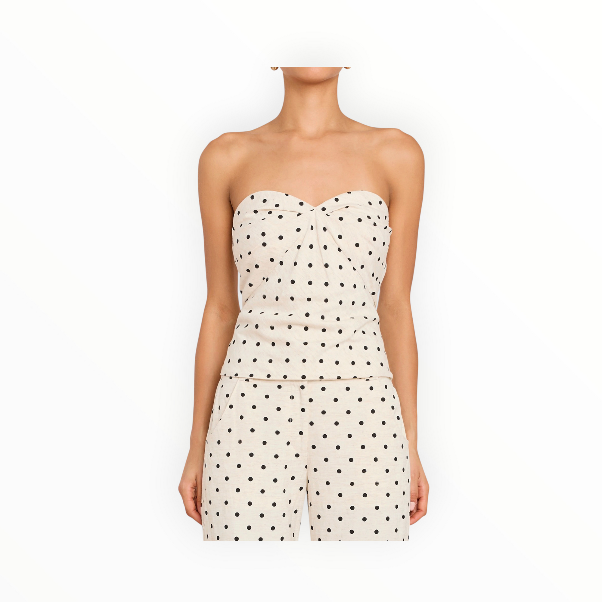 Amanda Uprichard Soho Top in Polka Dot - Beige/Black